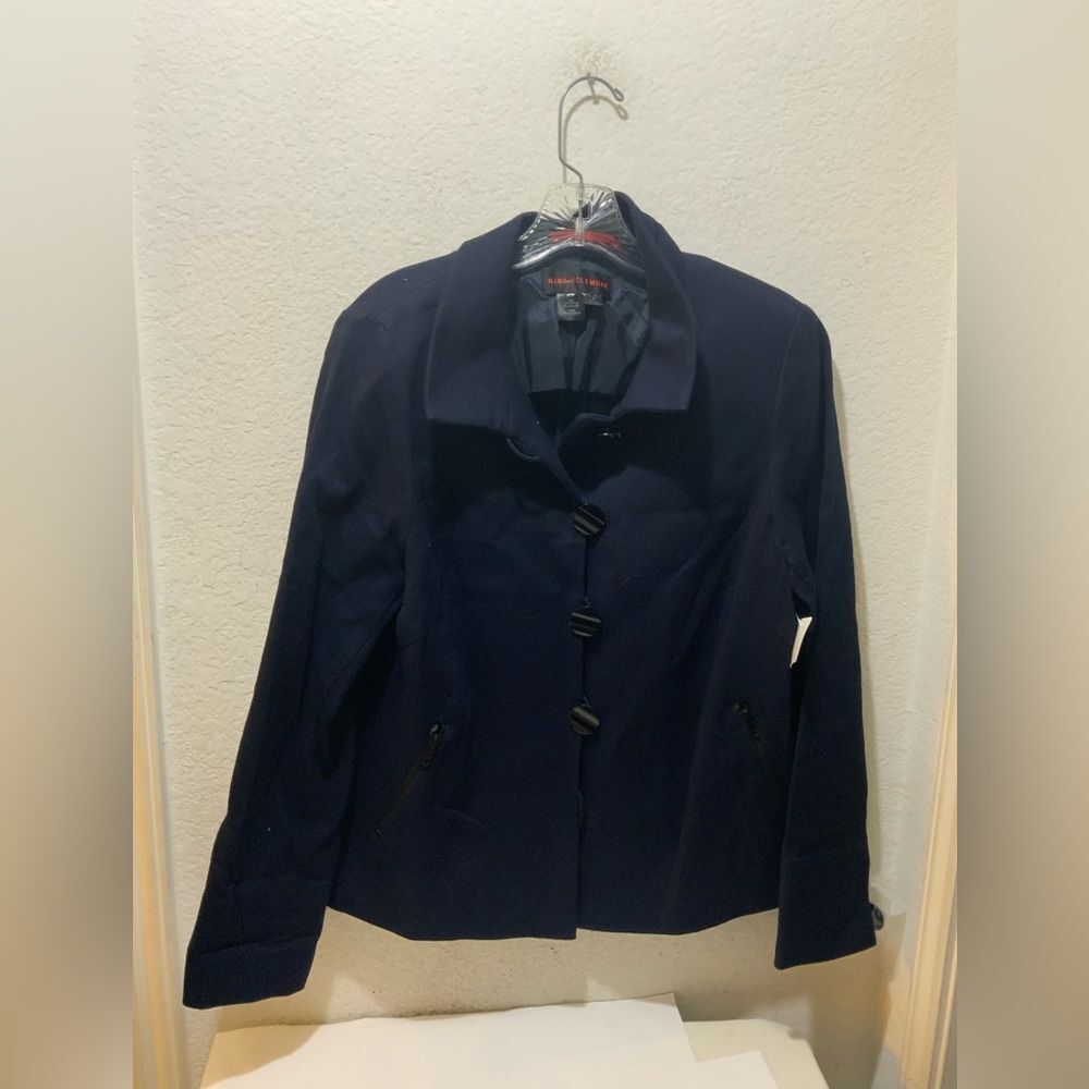 NWOT Nina Mclemore Navy blue Jacket Loop Buttons Size M